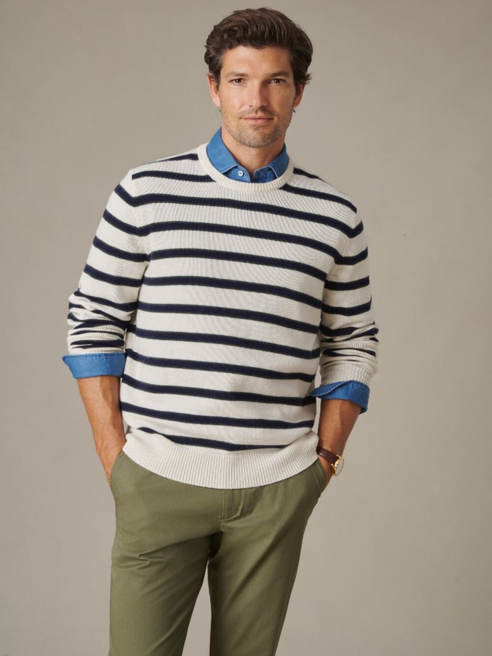 J McLaughlin Hewitt Sweater in Stripe - Off White/Multi NEW